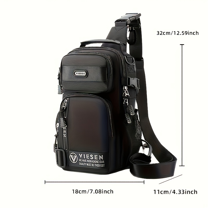 Sac Bandoulière Anti-Vol VIESEN Sac de poitrine tendance anti-vol multi-usage pour hommes et femmes, sac de voyage sportif à une épaule ou croisé, sac à dos léger et petit
