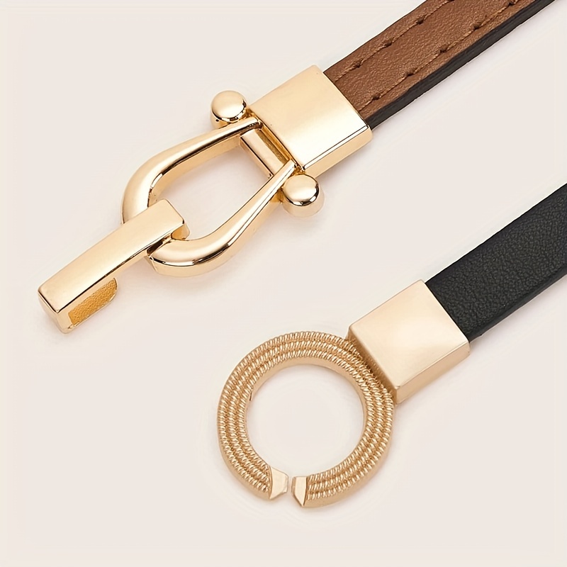 Cinturón Delgado Ajustable Para Mujer | Hebilla Dorada, Sin Agujeros, Ideal Para Vestidos Y Jeans