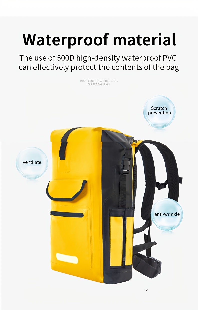 25L Tarpaulin Backpack with Reflective Strips, Convenient to Use, Front Zipper Pocket Backpack, Suitable for Hiking