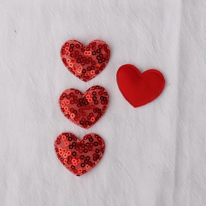 40pcs Colorful Sequined Cloth Love Heart Appliques