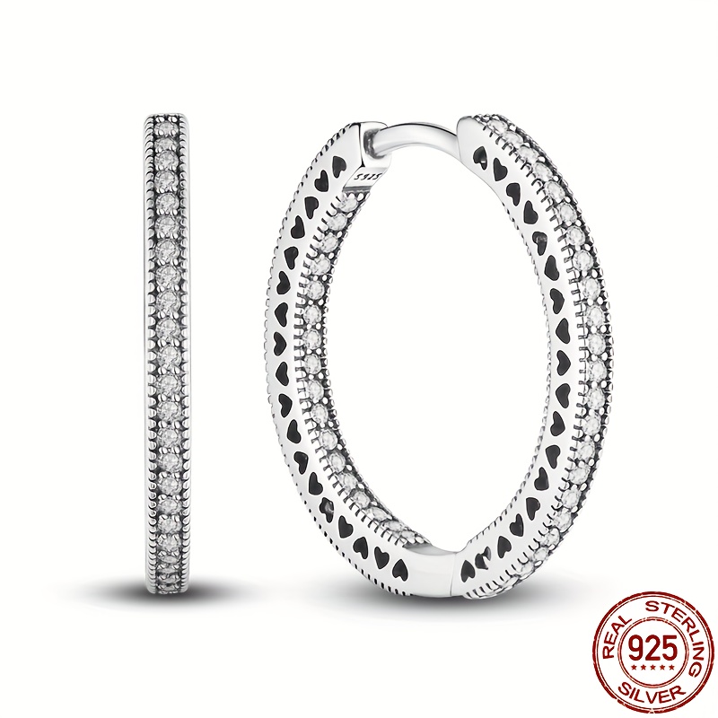 

Elegant 925 Sterling Silver Hoop Earrings, Women's Jewelry For Parties And Gifts