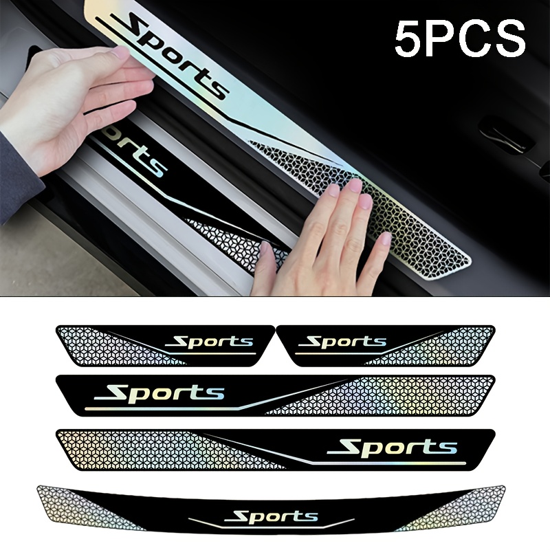 Image of 5pcs Car Door Sill Protector Anti-kick Pedal Protective Acrylic Mirror Laser Welcome Light Pedal Anti-scratch Wear-resistant Strip Anti-scratch