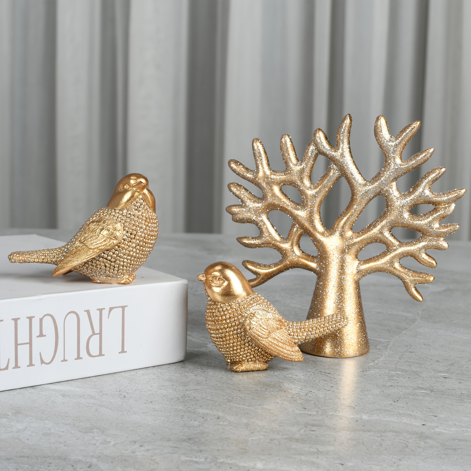 TEMU 2pcs And Tree Festive Decorations Miniature Figurines Desktop Light Luxury Cute Ornaments Holiday Gifts