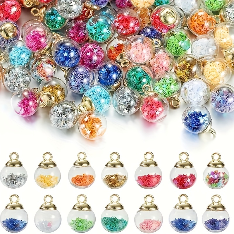 

30pcs Star-shaped Sequin Wishing Balls - Clear Glass Charms For Crafting, Making