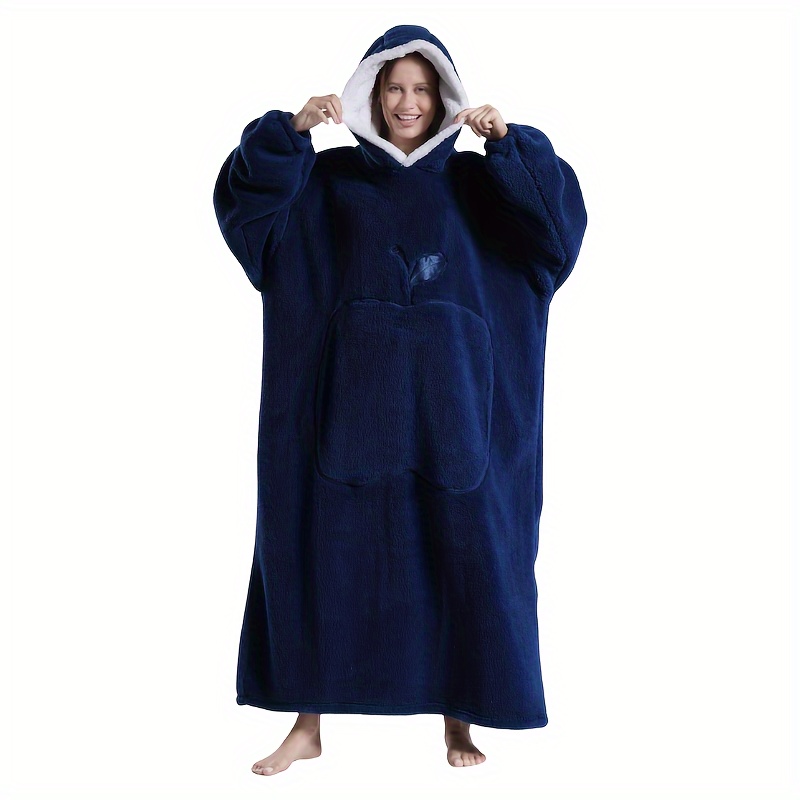TEMU New Plus Size Rugan Women's Hooded Blanket Sweatshirt, Front Pocket Blanket Pullover, Soft Warm Comfortable Parachute Blanket, Unisex Youth Size