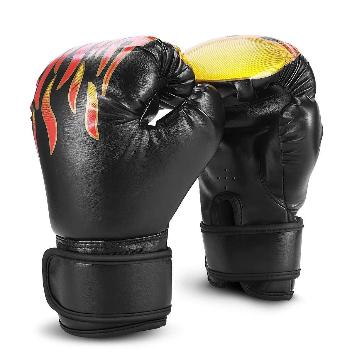 boxing flame training gloves pearl sponge thick professional shockproof gloves for training   fighting taekwondo christmas gift faux leather and wrap around wrist protection for men and women