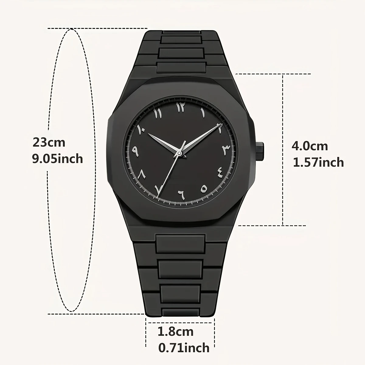 stylish and minimalist watch made of silicone featuring a detachable strap and unique arabic dial water resistant up to 30 meters making it outdoor activities or fitness runs suitable for men and women offering a fashionable look details 1
