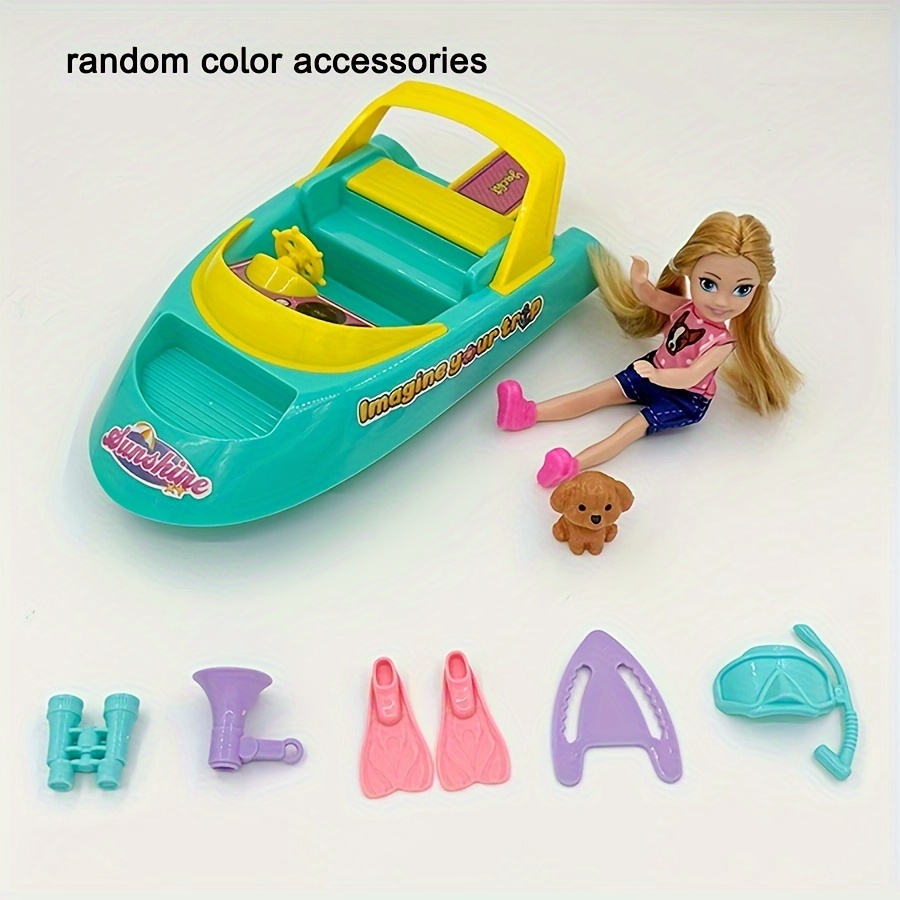 5 inch Doll Toy Set with Speedboat Accessories - Birthday Christmas Gift