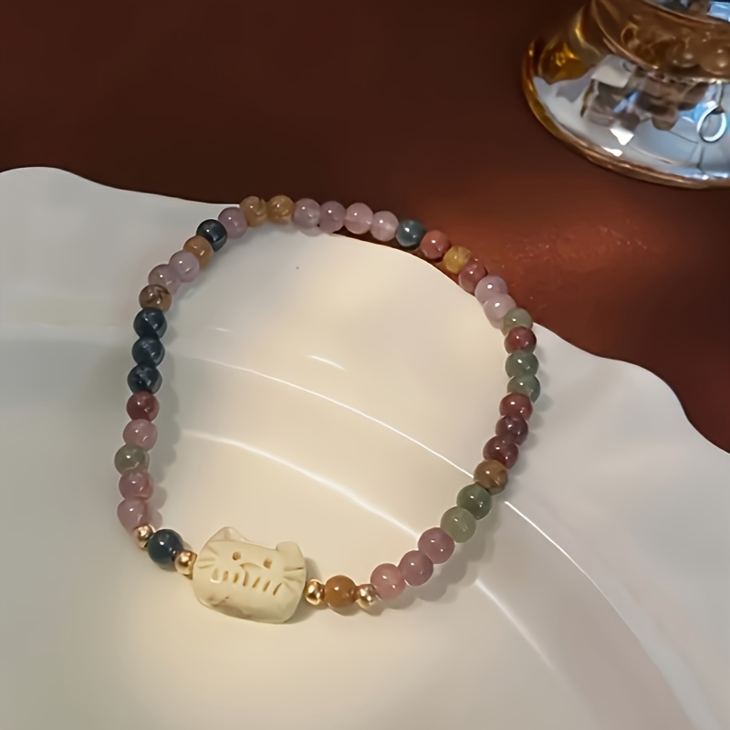 TEMU 1 braccialetto retr簷 minimalista con perline a forma per donna, accessorio da indossare
