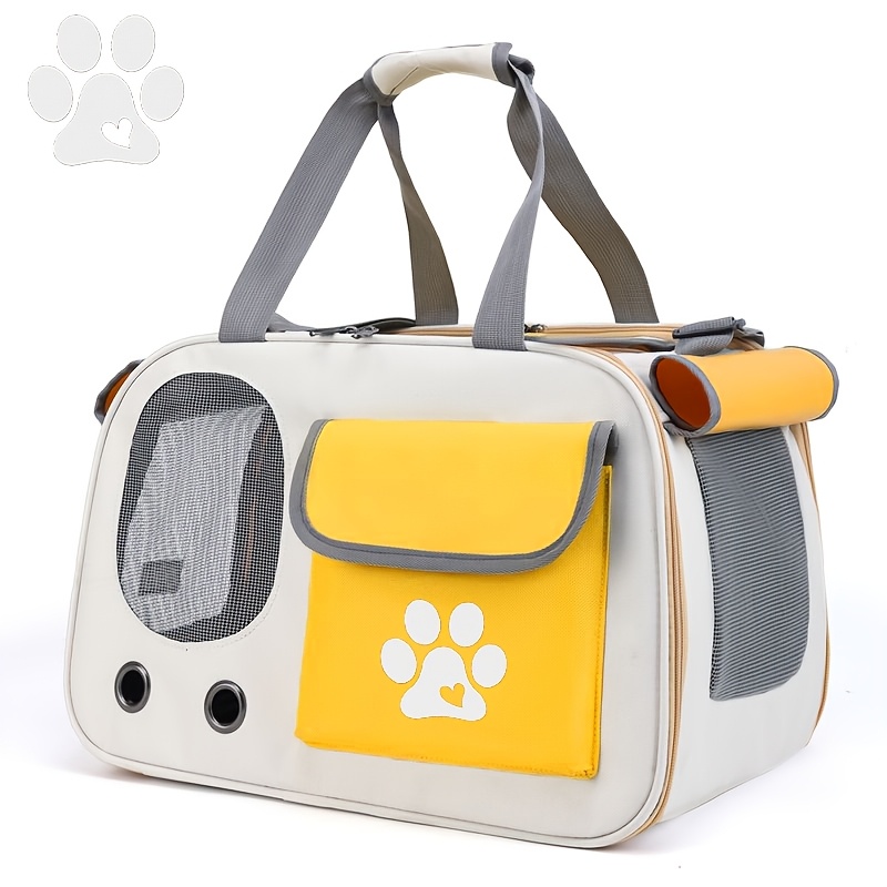 TEMU 1pc Cartoon Printed Cat Bag, Easy Print Decoration With Heart-shaped Cutout, Multi-functional Pet Outing Bag, Portable Pet Backpack For ,