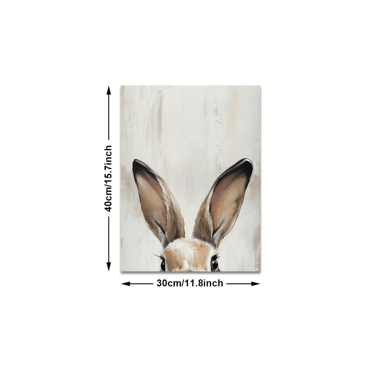 TEMU 1pc Vintage-inspired Easter Bunny Canvas Wall Art - Frameless Encaustic Painting, Realistic Rabbit Portrait With Textured , High-quality Canvas