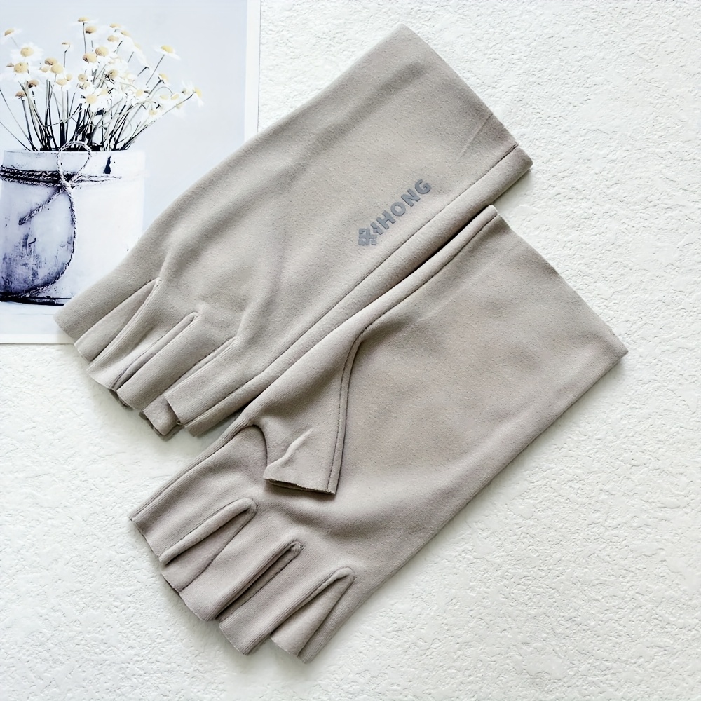 1 Pair Autumn Winter Warm Thin Elastic Half Finger Glove For Women, Fits All, For Kinds Sports And Indoor Daily Use