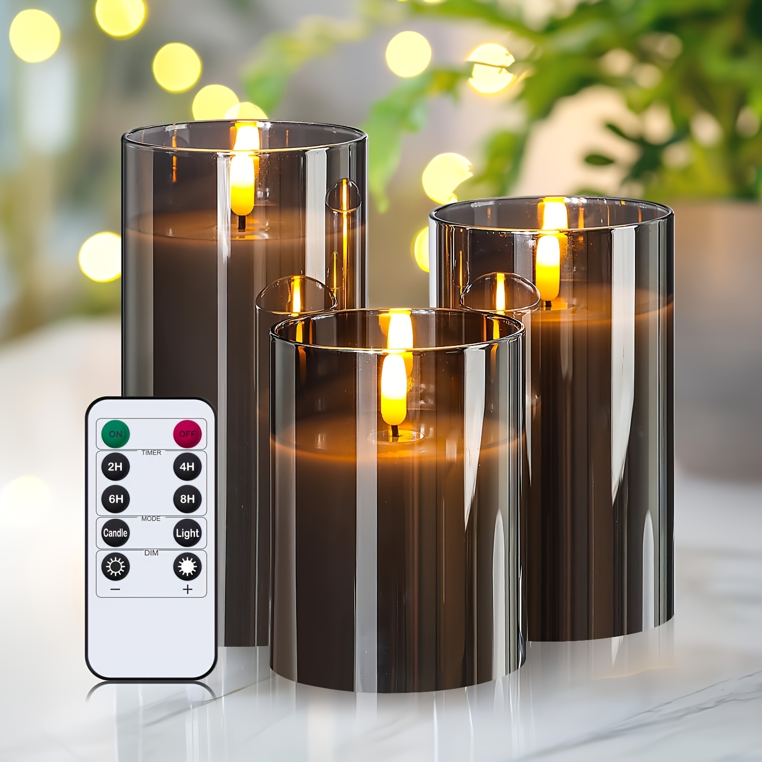 TEMU 8-mode Remote Control High-grade Grey Candle, Battery Powered (batteries Not Included), Bedroom Decoration And Accessories Led Lights For