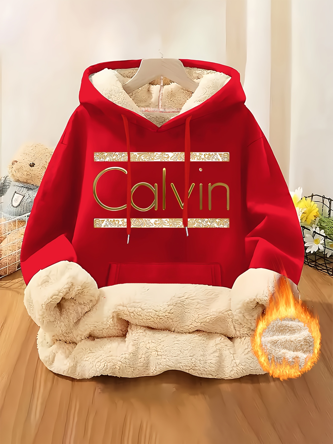 Fashionable Women'S Fleece Hoodie With Golden Letter Print | Casual Adjustable Drawstring, Suitable For Spring, Autumn, And Winter, Available In Sizes Xs-Xxl - Image 4