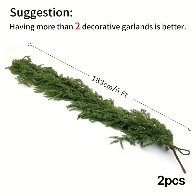 Set Of 2 6-foot Artificial Wreaths, Featuring Design. Plastic Garlands Are Perfect For Decorating During Christmas, Thanksgiving, Hanukkah, And Easter, And Used In Settings Such As Dining Areas