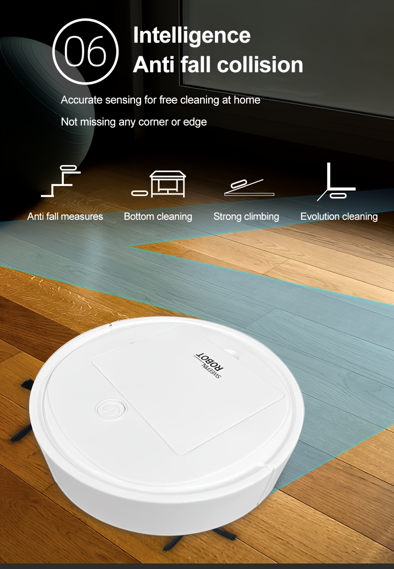 3 in 1 robot vacuum cleaner and mop combo usb rechargeable strong suction and design suitable for pet hair hard floors and daily cleaning automatic mop pet hair cleaner robot vacuum cleaner details 8