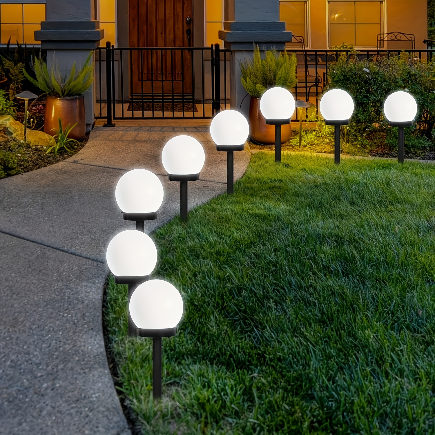8 Stück Solar LED Kugel-Gartenleuchten – Weißlicht, solarbetriebene Außenbodenleuchten, automatisch beleuchtende Solarleuchten für Höfe, Außenbereiche, Villen, Parks, Gärten, Wege, Tanzflächen, Partys