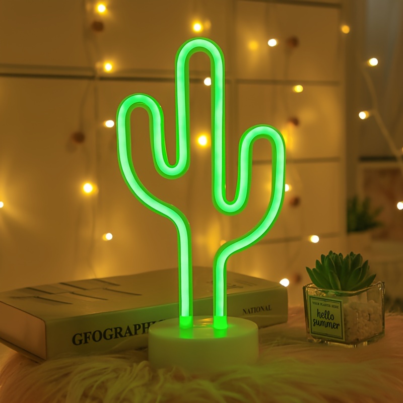 Cactus Neon Lights, Battery-Powered Cactus Lights And Basic Table Night  Lights. Christmas Party Decorations in * Rooms, Rooms, Offices And Cafes  (Without Battery)