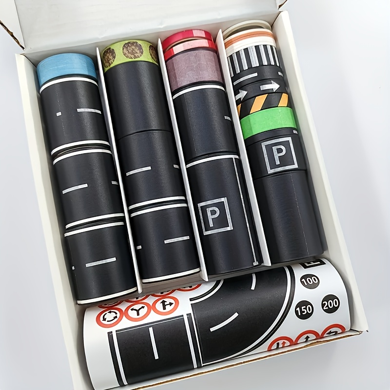 28 Rolls + 9 Sheets Traffic Design Stickers - 300cm Diy For Games, Decorations, Projects - Signs, Durable Adhesive