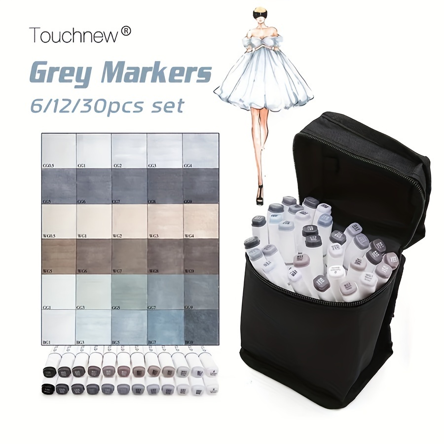 

6/12/30 Colors Art Marker Pen Double-ended Sketch Markers Based Ink Neutral Gray Tones Art Supplies