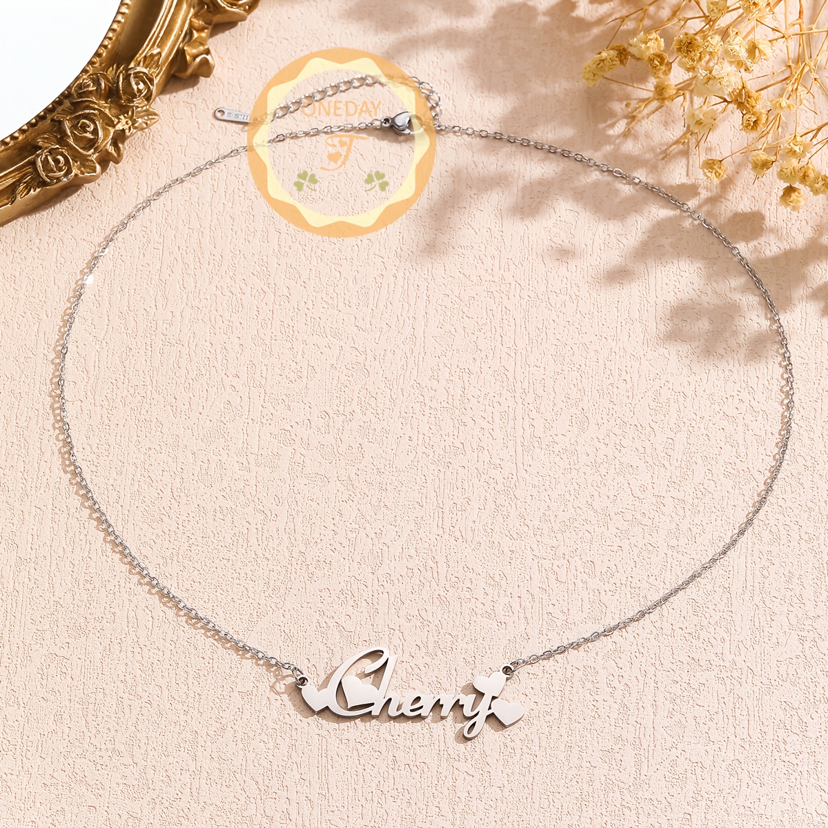Personalized Heart Name Necklace for Women, Custom Engraved