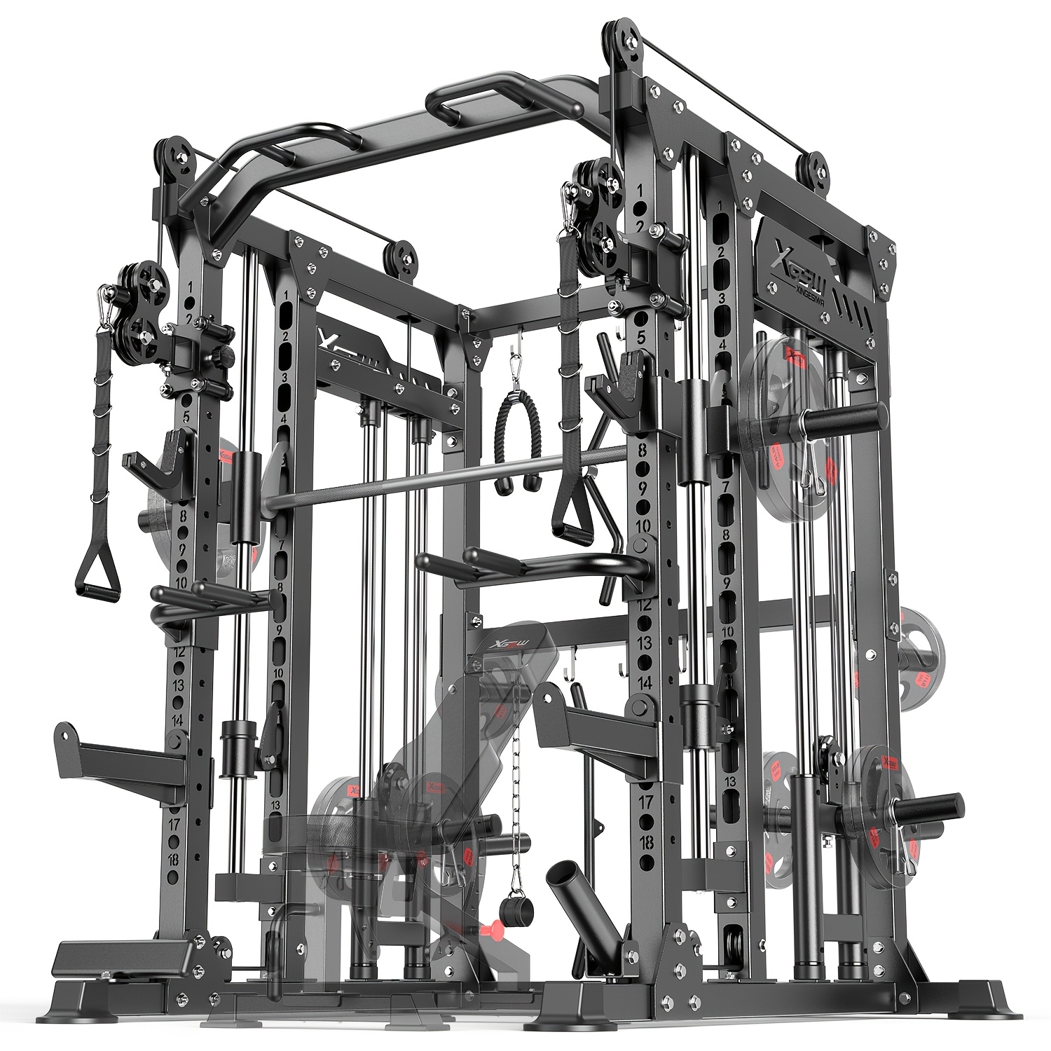   machine with cable crossover system multi function   squat rack for   rack and packages weight sets