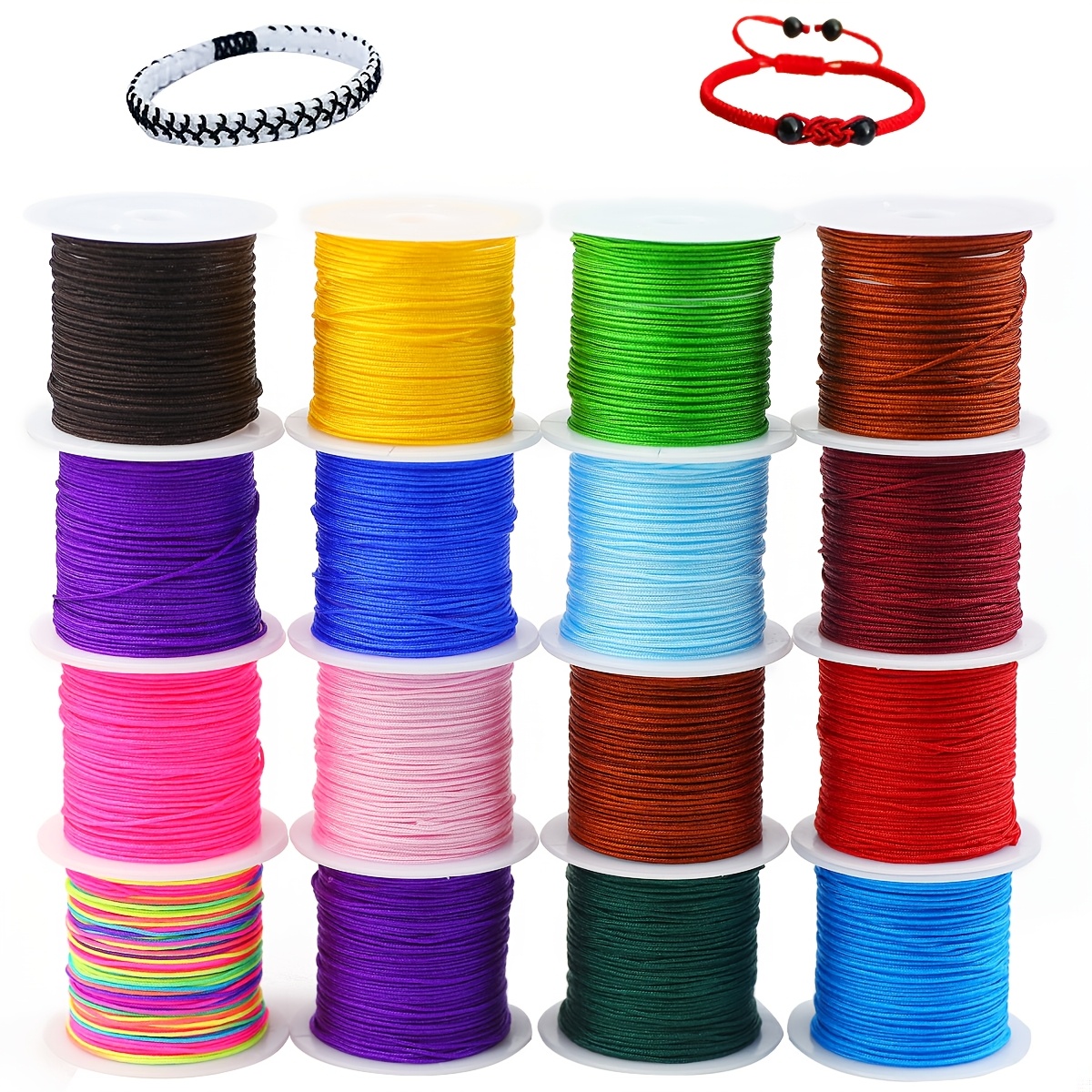 

20 Rolls Beading Cords & Set, 10m Each, 0.8mm , Non-stretch Polyester Fiber, Assorted Colors, Diy Craft Supplies For Jewelry Making, Ideal For Bracelets, Necklaces, Anklets - Unisex