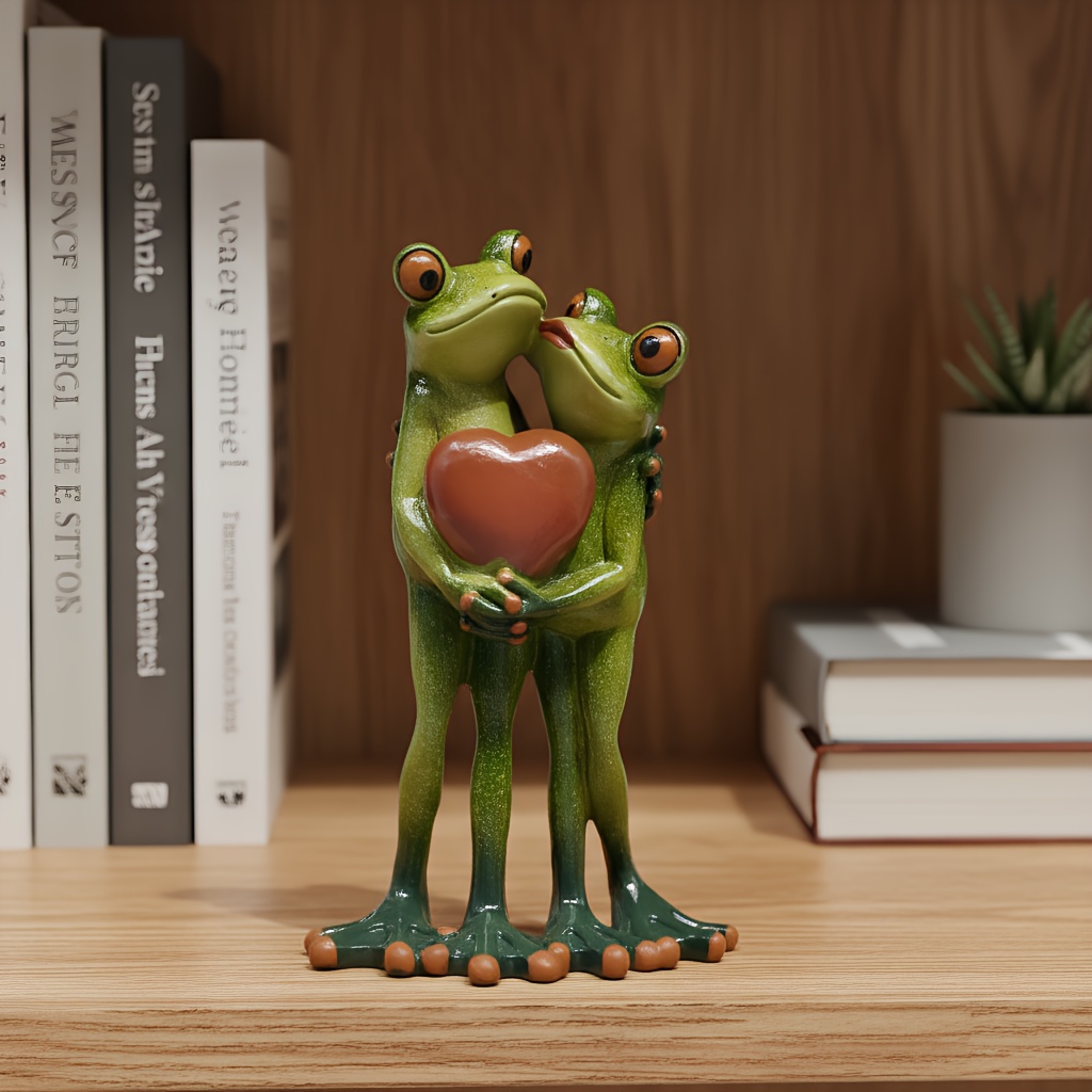 TEMU A Pair Of Heart-shaped Frog Couple Decorations, Perfect For Home Decor And As Gifts For Holidays
