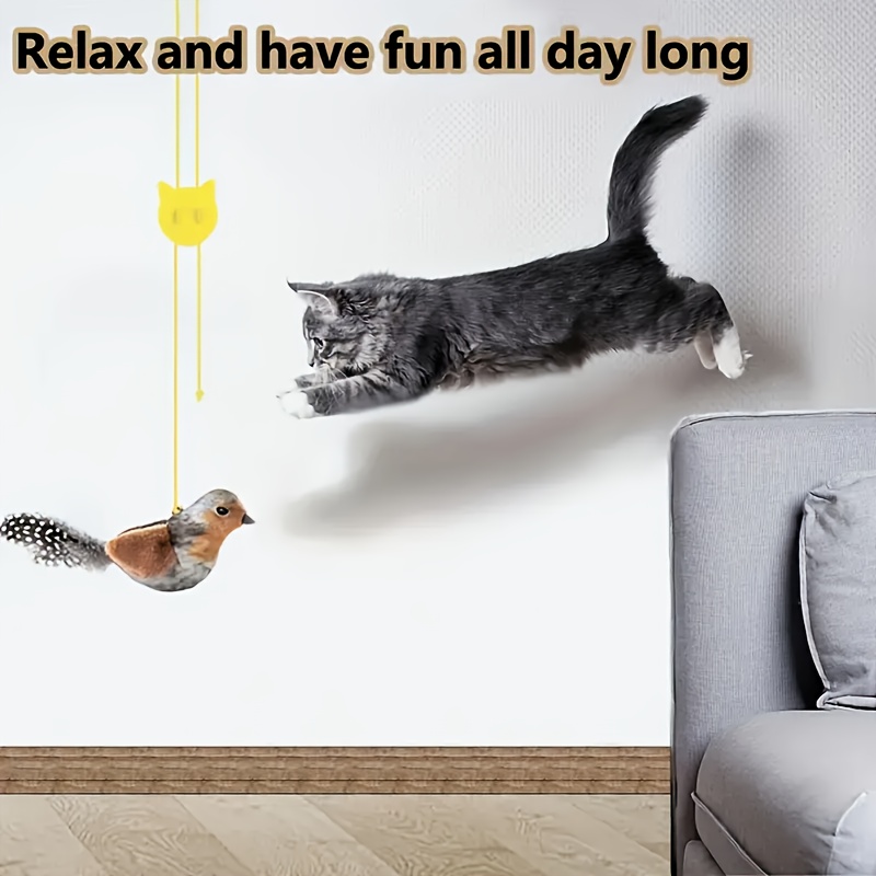 TEMU Interactive Flapping Sparrow Cat Toy With – Touch Activated, Plush Material, Sound For Kittens & Cats Of All Breeds, No Batteries Needed, Interactive Cat Toy