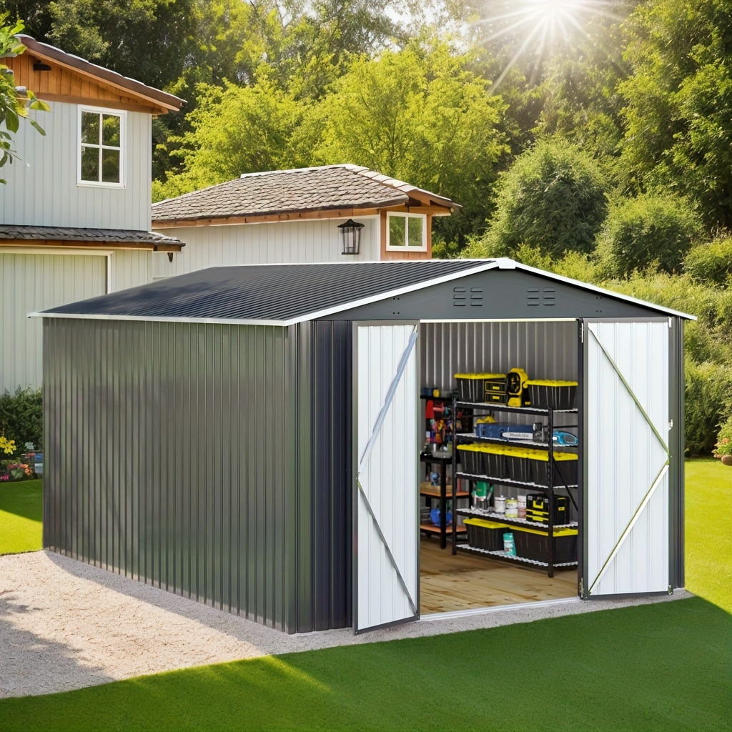 

Paitomax Outdoor Storage Shed, Large Garden Shed With Frame Structure And Lockable Doors, Metal Tool Sheds For Backyard Garden Patio Lawn, Black