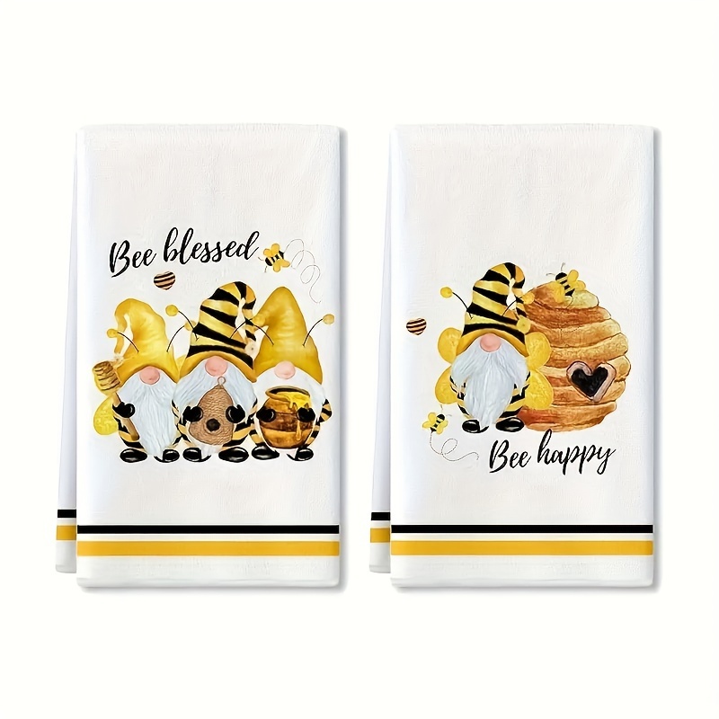 

2pcs, Hand Towels, Cartoon Gnome Pattern Dish Towels, Superfine Fiber Absorbent Kitchen Tea Towels, Decorative Dish Drying & Cleaning Cloth For Kitchen & Bathroom