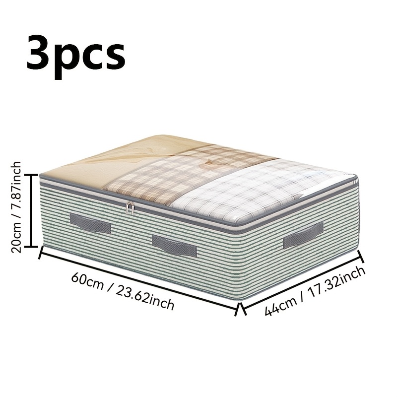 Image of 3-pack Large Storage Organizer Bags With Clear Window; This Clothing Organizer Is Perfect For Closets, Under-bed Storage, Or Travel, Space. Suitable For Storing Women's Fashion Items And Seasonal