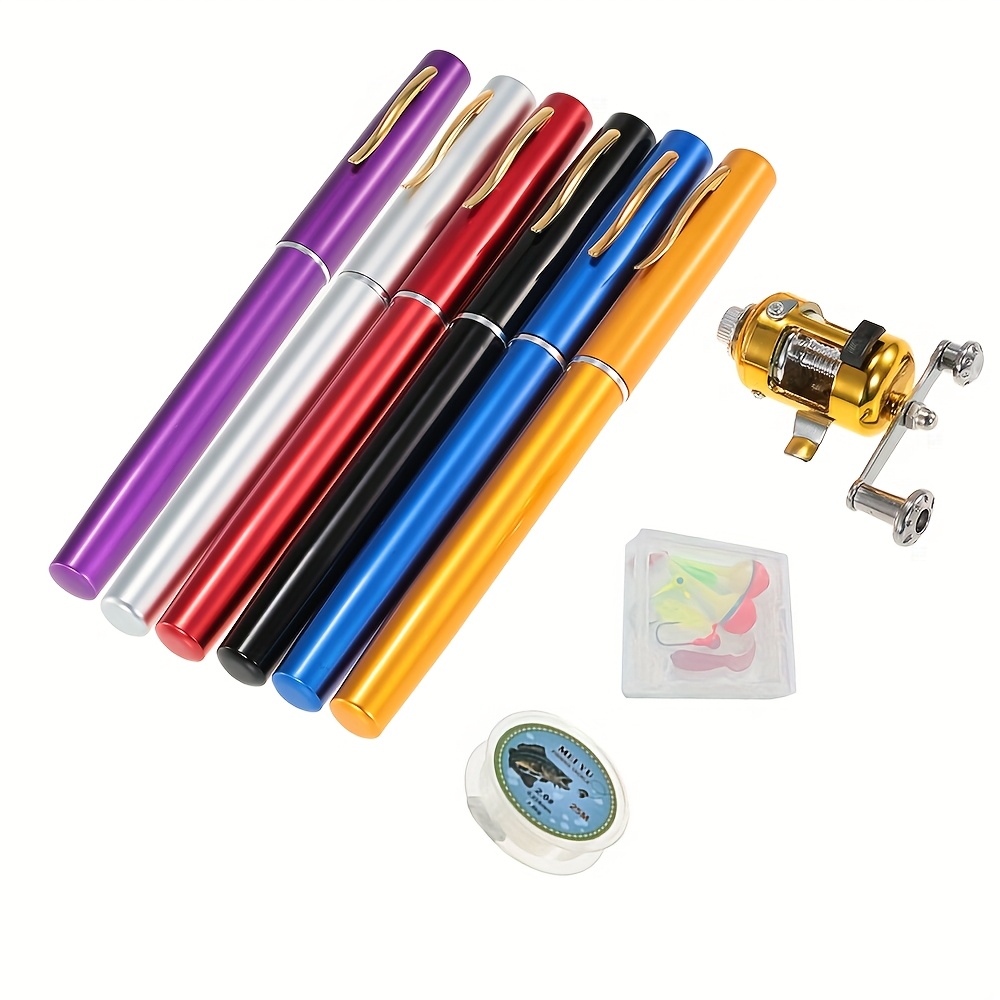 small mini pocket fishing rod with spool reel portable foldable telescopic fishing rod for beginners aluminum alloy     ideal for holiday gifts mixed colors