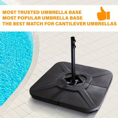 4 pieces heavy duty patio umbrella base stand large cantilever offset patio umbrella stand square large base plate with locking black for water or sand black