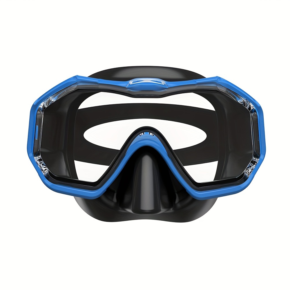 1pc Tri-Fin PC Lens Panoramic Wide Angle Adult Silicone Snorkeling Mask, Swimming Goggles, Leakproof, Easy Adjustment, Suitable for Snorkeling and Swimming Training