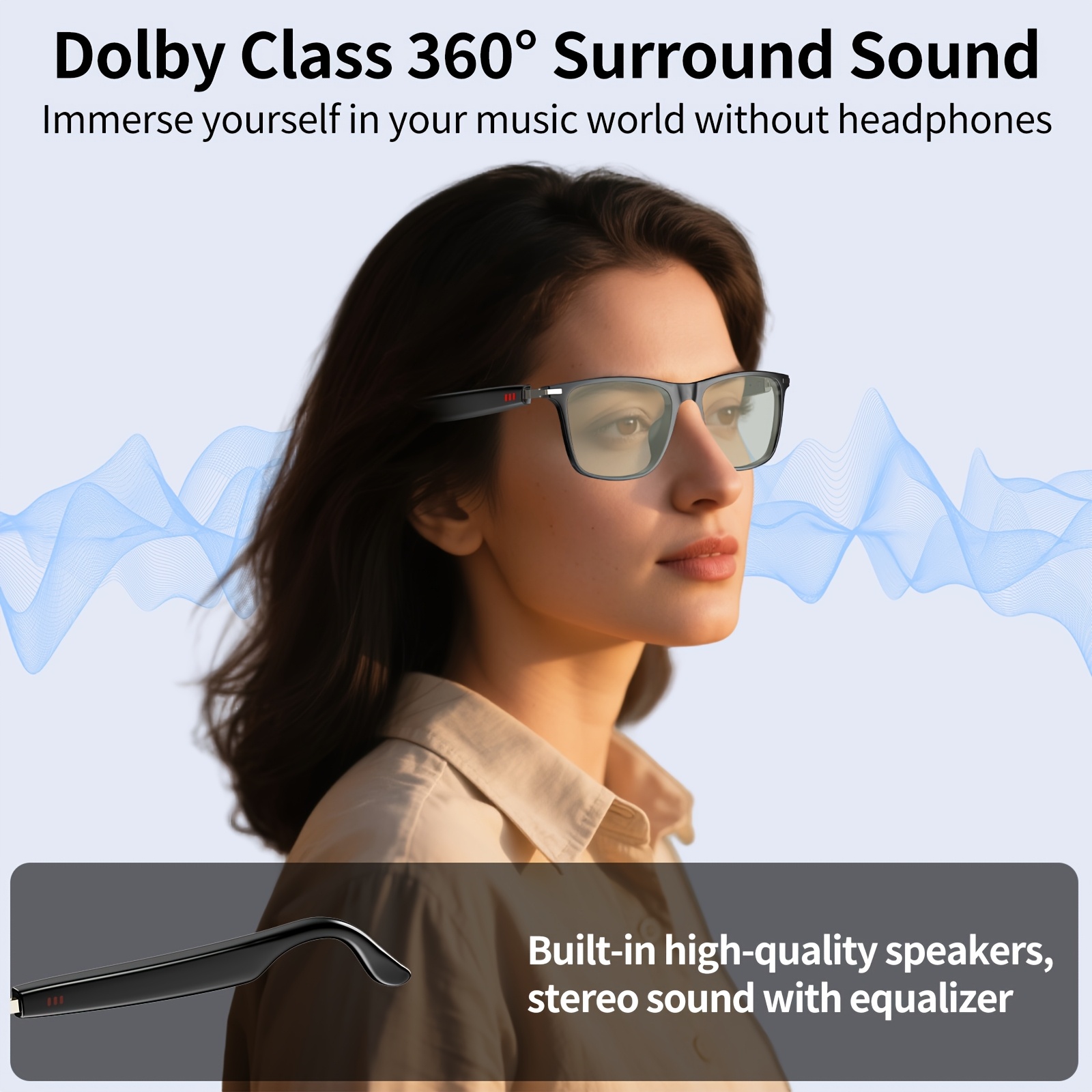 AI Smart Bril, 100+ Talen Real-Time Vertaling, Ingebouwde ChatGPT, Audio Bril met Microfoon & Speaker, HD Handsfree Bellen, Hi-Fi Muziek, Fotochrome Lenzen, Lichtgewicht Frame voor Autorijden, Dagelijks & Kantoor, Perfect Cadeau voor de Feestdagen & Valentijnsdag