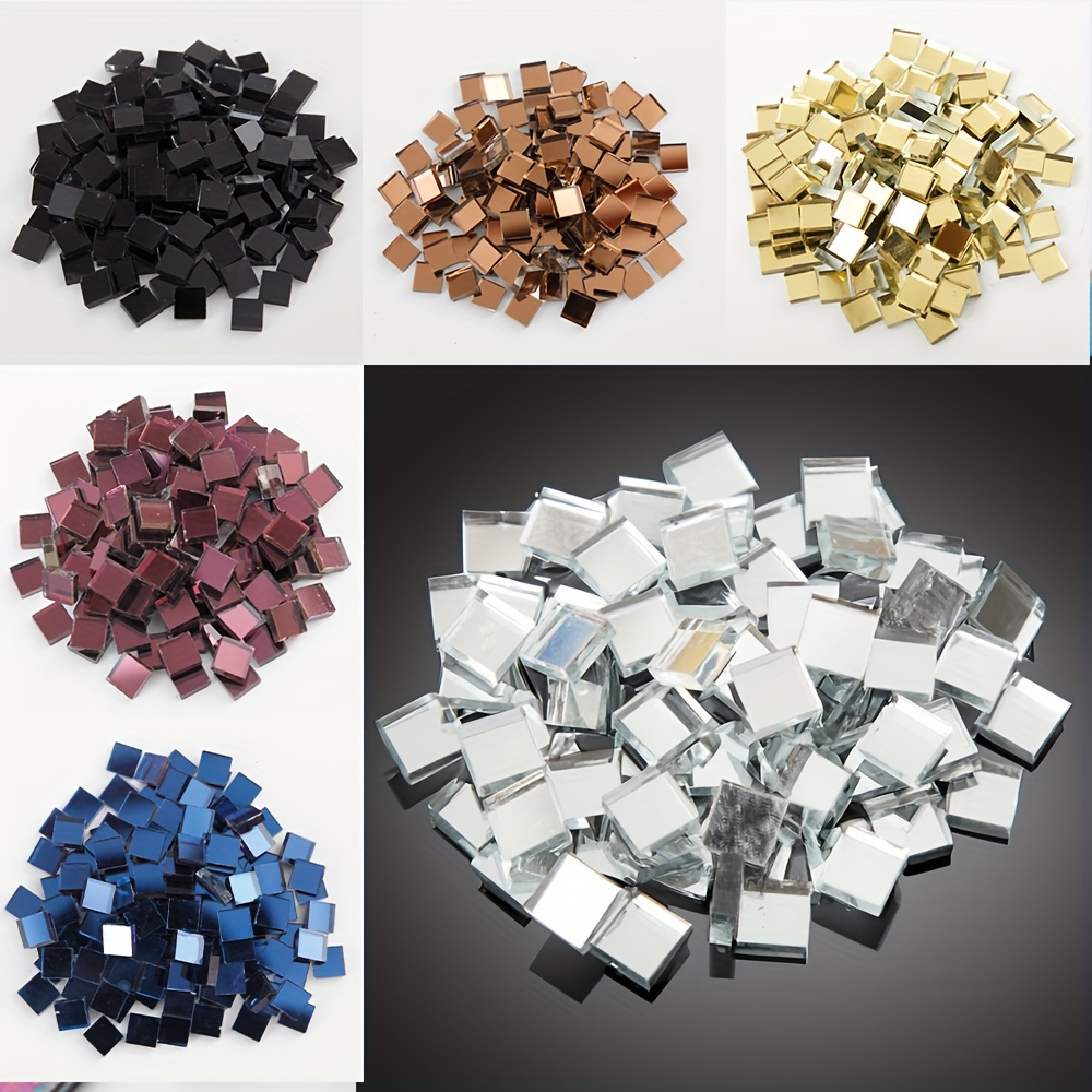 1x1 Cm Frosted Crystal Glass Mosaic Tiles – 100pcs/100g Mix Colors, Square – For Crafts, Jewelry, Coasters, Picture Frames