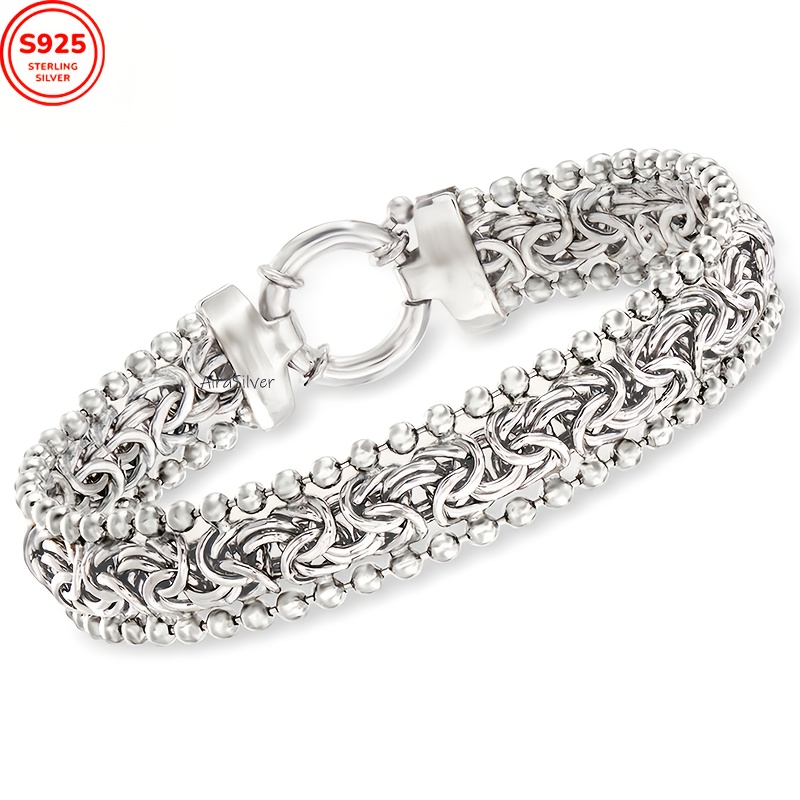TEMU 1pc 925 Silver 20cm Classic Grass Rope Women's Bracelet, Women's Jewelry, Upgraded Beaded , Fashionable Item For, Perfect Gift For Women,