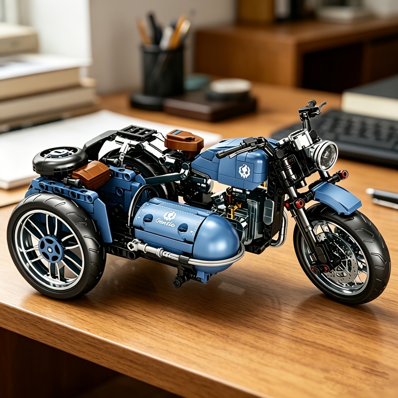 Image of Classic Retro Tricycle Puzzle Building Blocks, Assembly Motorcycle Model Toy, Boys' Birthday Gift, Assembly Motorcycle Model, Gift For Motorcycle Enthusiasts And Collectors, Assembly Toy Model