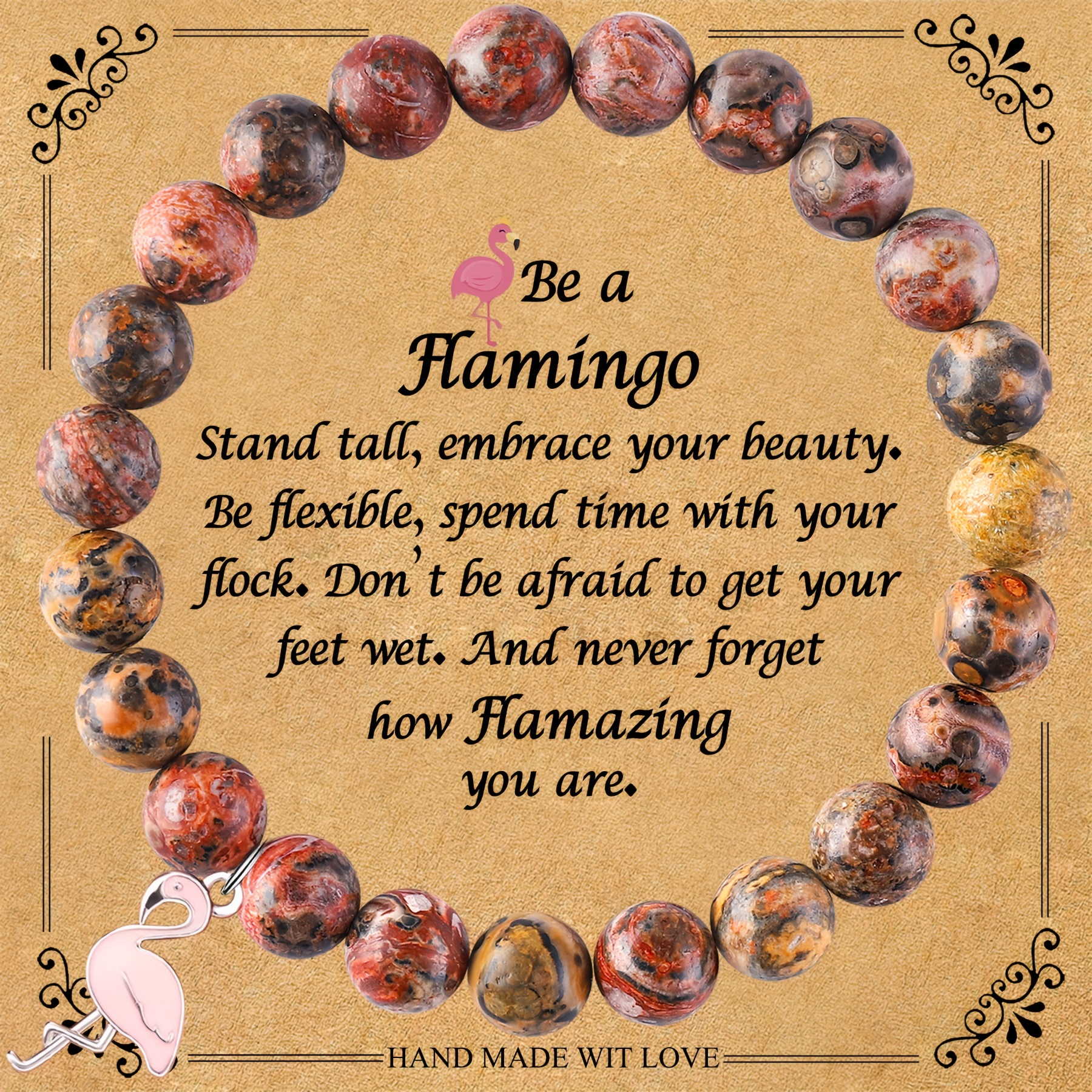 TEMU 1pc Back To School Gift/thanksgiving Gift/graduation Gift/birthday Gift, Stylish Dainty Flamingo Bracelet Gift For Dad Mom Teacher Daughter Son