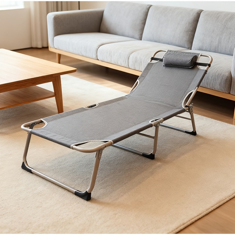 Foldable Bed Frame, 66.93x22.05inch Adjustable 4-position Reclining Lounge Chair, Suitable for Family Temporary Guest Bed