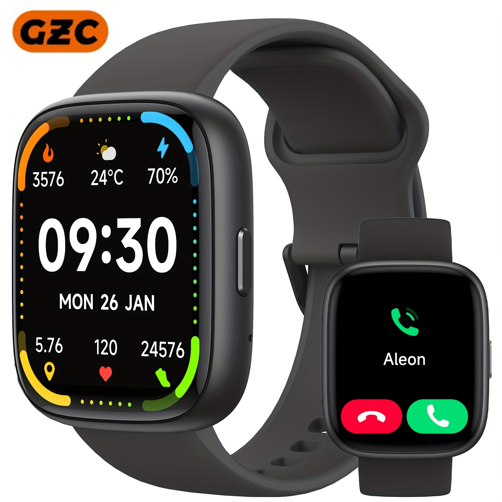 TEMU Gzc Watch For Men And Women, 1.83-inch Full Touchscreen, 100 Sports Modes, Ip68 Waterproof, Fitness Activity Smartwatch, Compatible With Android