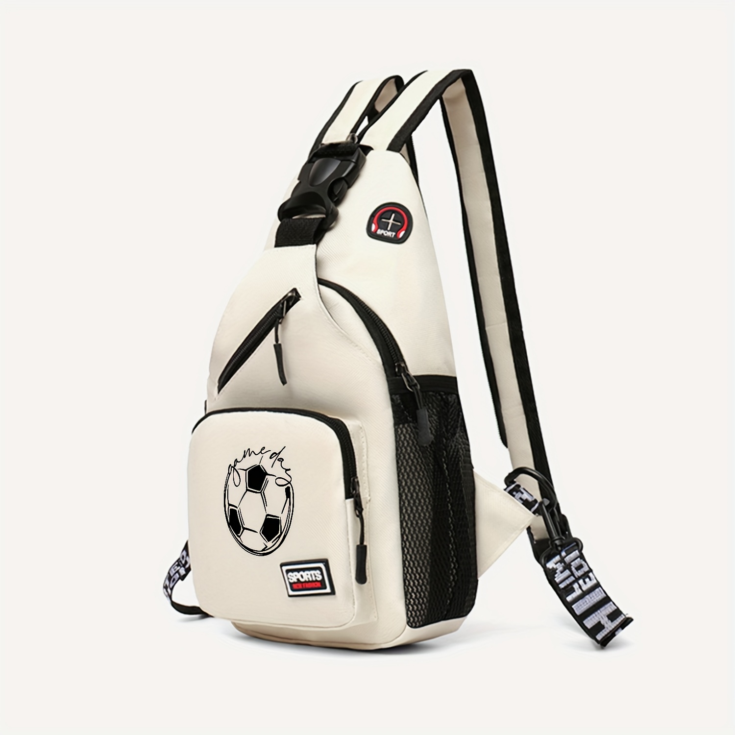TEMU 1pc Borsa da con stampa di calcio, con , borsa a tracolla da viaggio per esterni, borsa a tracolla per uscite, con foro per auricolare, chiusura