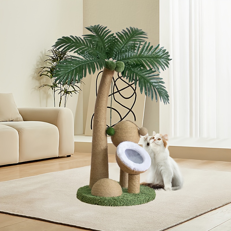Cat Toy Coconut Tree with Three * Scratching Board, Cat Tree * Style,  Sisal, Scratch-Resistant, Indoor Decoration