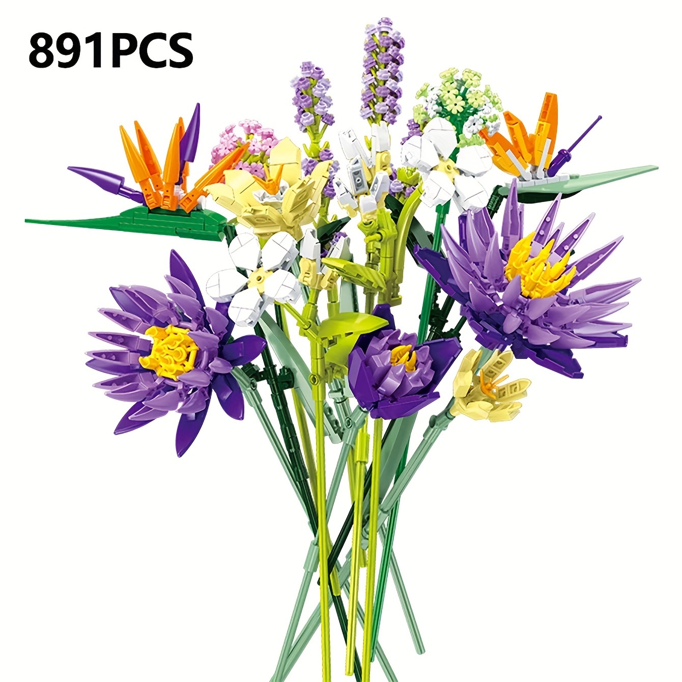 

891-piece Birds Of Paradise Flower Bouquet Building Blocks Set - Diy Eternal Blossom Kit For Home Decor, Perfect Gift For Teens & Adults, Ideal For Halloween & Christmas