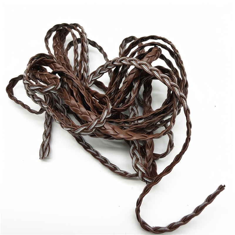 Image of 3yards/lot 5mm Braided Flat Pu Leather Cord For String Strap Necklace Making Craft Supplies -beading Cords & Threads