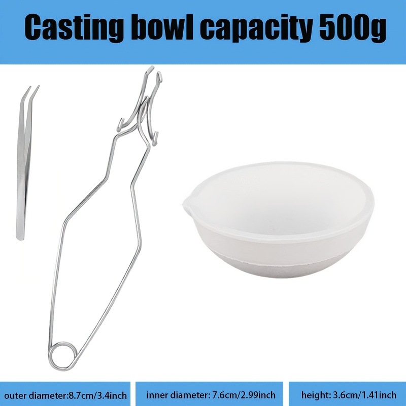 TEMU 3 Piece Crucible Set For Melting Metal, With Pointed Tweezers, Used For Metal Casting, Melting Golden, Silvery, Copper, Jewelry Making Tools