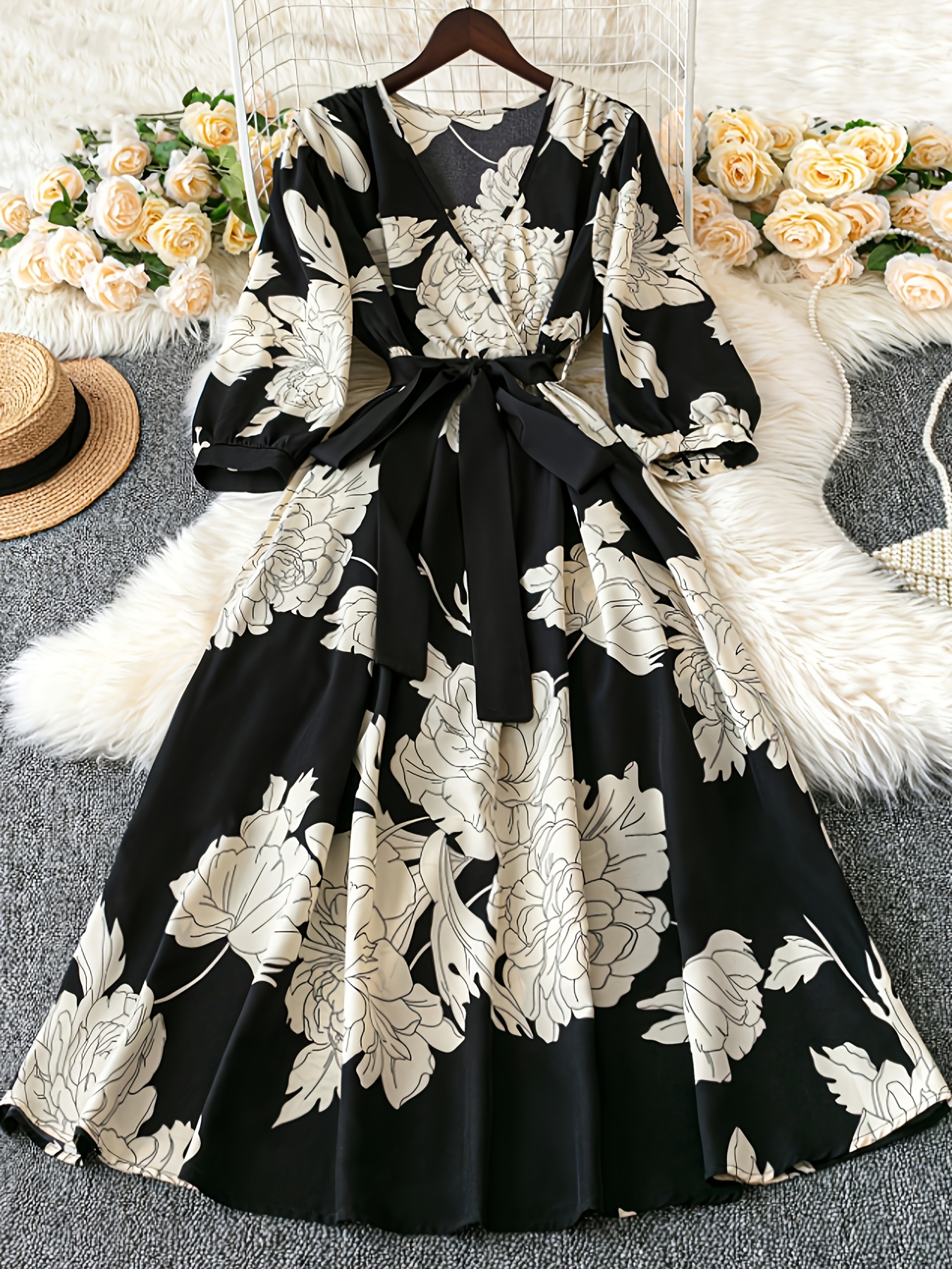 スーツ・フォーマル・ドレス Seem flower lace dress (Black) Amazon.com: MISS MOLY Women Floral Lace Overlay Fit and
