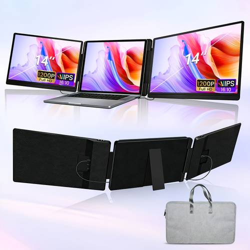 item picture 14 inch dual screen 1920 high definition resolution dual screen high end desktop laptop screen extender portable dual screen monitor a high end business briefcase ultra thin and lightweight