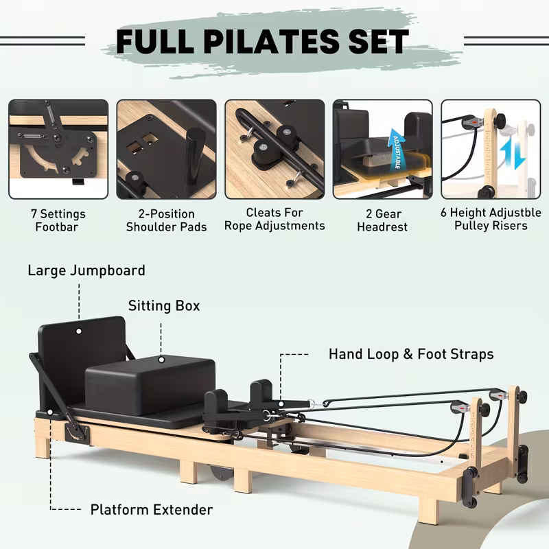 pilates reformer machine wood pilates machine bed yoga exercise strength training equipment for home workout Product details 0
